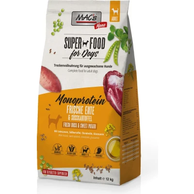 Afbeelding van MAC&#039;s Superfood Hondenvoer Droogvoer Hondenbrokken Mono Eend 12kg