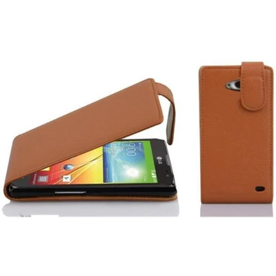 Afbeelding van Cadorabo Hoesje geschikt voor LG L90 (1. SIM) in COGNAC BRUIN Beschermhoes flip design Case Cover van getextureerd imitatieleer
