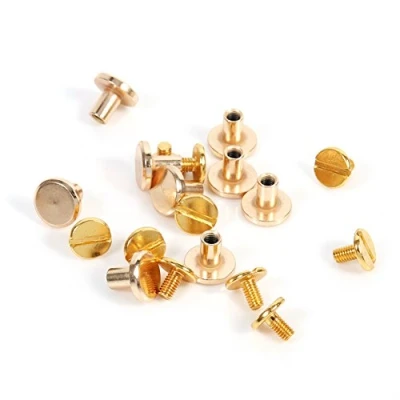 Afbeelding van 10 sets Massief Messing Knop Stud Nagelschroef Terug Klinknagels Lederen Craft Platte Riem voor DIY Decoratie Boekbinden Ronde Kop Schroef 5/6.5 / 8mm(8mm)