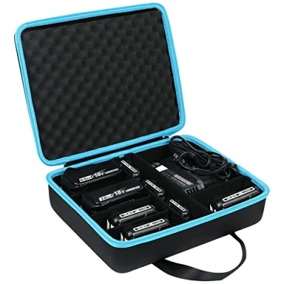 Afbeelding van Khanka Harde batterij opbergdoos houder, draagtas vervanging voor Makita 12V 18V 40V en oplader Houdt 2.0/2.5/3.0/4.0/5.0/6.0 Ah batterij, oplader. (Emepty case)