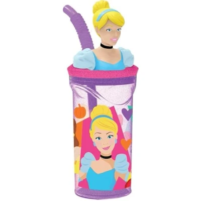 Afbeelding van Disney Prinses Assepoester Rapunzel Belle Ariel Bella Slapen 360 ml met rietje en 3D figuur