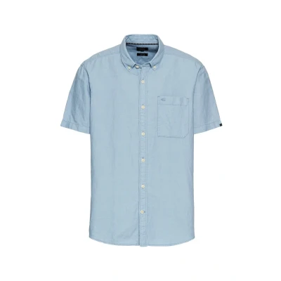Afbeelding van camel active Korte mouwen overhemd van een katoen linnenmix Maat menswear S Lichtblauw