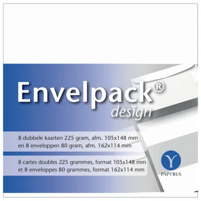 Afbeelding van Dubbele kaart Papyrus Envelpack met envelop C6 114x162mm wit