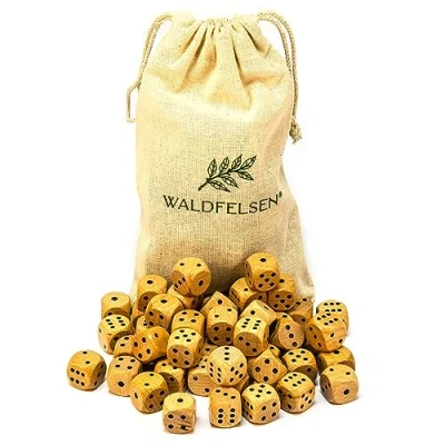 Afbeelding van Waldfelsen 6, 12, 20, 30 of 50 hoogwaardige houten kubussen van echt beukenhout, standaard 16 mm met stoffen zak, kubusset (blanco, stuks)