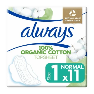 Afbeelding van 10x Always Maandverband Bio Cotton Protection Ultra Normal met Vleugels 11 stuks