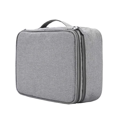 Afbeelding van TsunNee Extra grote dubbellaagse reiskabel organizer tas, draagbare elektronica accessoires opbergtas met 2 compartimenten (S 24 x 17,5 9 cm, Carrier_Bag_CASE, grijs)