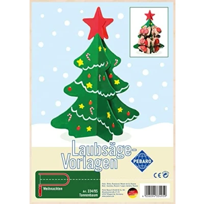 Afbeelding van Pebaro 334/9S figuurzaagsjabloon dennenboom, 3 mm multiplex DIN A4, motief voorgedrukt, zagen met figuurzaagboog, knutselen, schilderen, klaar, figuurzagen, knutselen hout, cadeau idee,