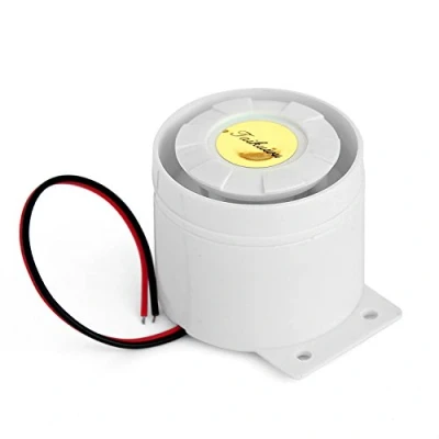Afbeelding van Taikuwu Bedrade mini sirene voor thuiskantoor, winkel, garage, beveiliging, alarmsysteem, waarschuwingsalarm, hoorn 120db 12V/13 cm (wit)