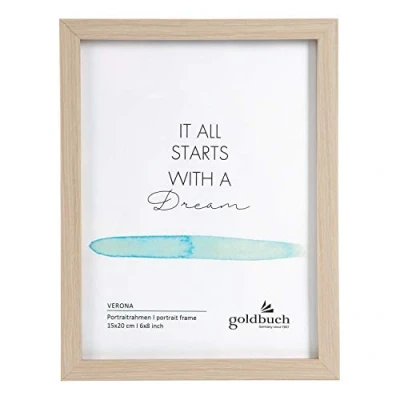 Afbeelding van goldbuch fotolijst Verona van MDF hout, portretlijst voor 1 foto/foto 15x20 cm, lijst om neer te zetten, met wandhouder op hangen, frame ca. 16,5 x 21,5 1,5 natuur