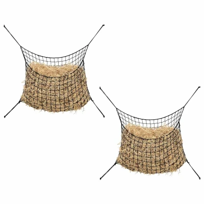 Afbeelding van vidaXL Hooinetten 2 st 90x60 cm rechthoekig polypropeen zwart
