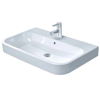 Afbeelding van Duravit HappyD 2 meubelwastafel geslepen met overloop 1 kraangat 80x50.5cm wondergliss wit