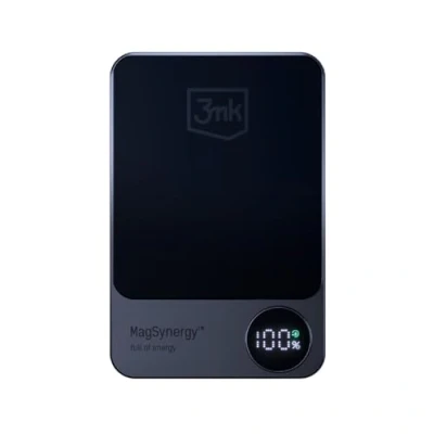 Afbeelding van 3MK MagSynergy Powerbank 5000mAh z funkcją ładowania bezprzewodowego MagSafe (5000 mAh, 18 W, 19250 Wh), Powerbank, Zwart