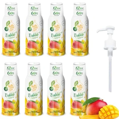 Afbeelding van 8 x Light Low Carb Fitness Siroop van FruttaMax Nul Suiker Met Stevia 50 60% fruitinhoud (8 500ml) Mango Light)