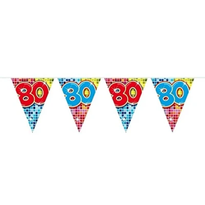 Afbeelding van 80 Jaar Mini Vlaggenlijn Birthday Blocks 3 meter