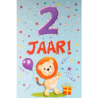 Afbeelding van Verjaardagskaart 2 jaar met tekst 17 x 11,5cm)
