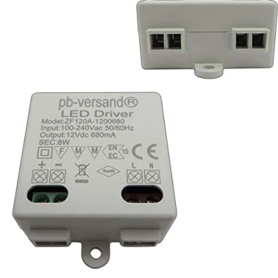 Afbeelding van LED lamp transformator 12V DC 8 Watt gelijkspanning voeding driver laagspanning klein &amp; plat zonder minimale belasting