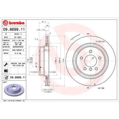 Afbeelding van Brembo Remschijf 09.8699.11