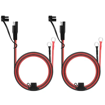 Afbeelding van SAE connector 2 stuks connectorkabel 16AWG met 15A zekering acculaadkabel, accu verlengkabel stofkap voor auto motorfiets opladen, 60CM