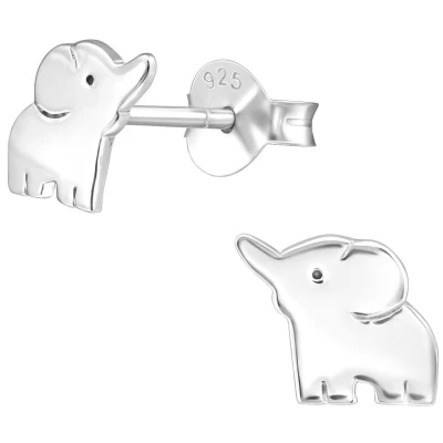 Afbeelding van JoyS Zilveren olifant oorbellen 8 mm massief oorknoppen kinderoorbellen