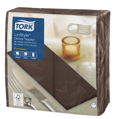 Afbeelding van Tork LinStyle Dinnerservet 39x39cm 1/8 vouw Cocoa 478150
