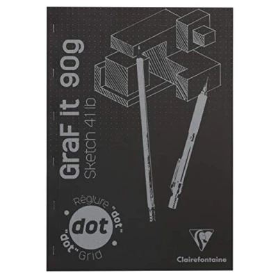 Afbeelding van Clairefontaine 96845C Graf it Schetsblok, DIN A3, 29,7 x 42 cm, 80 vellen, 90 g, gestippeld, ideaal voor droogtechnieken, 1 stuk, zwart
