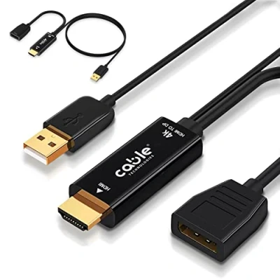 Afbeelding van Cable Technologies Adapter HDMI naar displayport 4k, bron 4K @60Hz, adapterconverter voor monitor/tv met audio compatibel laptop, Xbox 360 One, PS4, PS3 enz