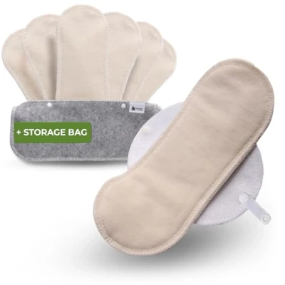 Afbeelding van Wasbare Inlegkruisjes, 7 stuks Organisch Kaoten Herbruikbare stoffen pads met vleugels, doek Dameshygiëne Maandverbanden GEMAAKT IN DE EU; dagelijks Inlegkruisjes zonder PUL, voor gebruik en normale vaginale afscheiding,NIET periode