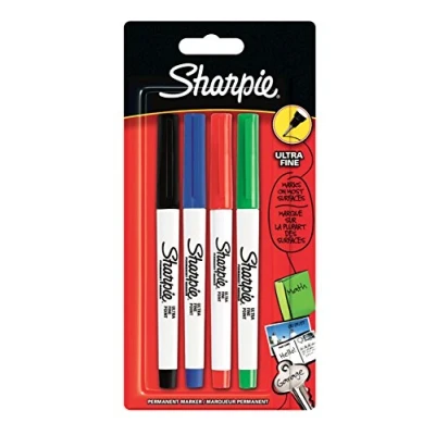 Afbeelding van Sharpie Ultrafijne permanente marker, diverse standaardkleuren, 4 stuks