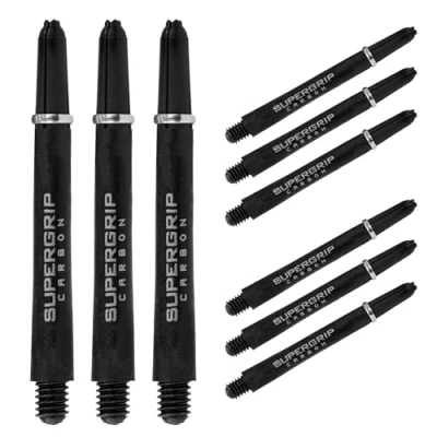 Afbeelding van Harrows Darts 3 x Sets Supergrip Carbon dartstelen 9 dartschachten in totaal Medium, Midi &amp; Short (zilver, medium)