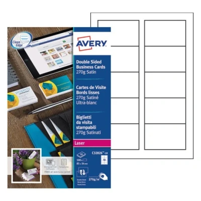 Afbeelding van Visitekaart Avery C32026 10 2 zijdig 85x54mm 270gr 100 stuks
