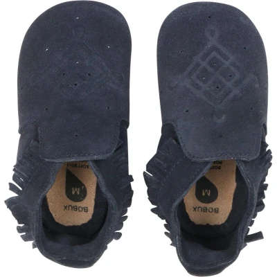 Afbeelding van Bobux Soft Soles Baby Slofjes Leer Suede Moccasin Navy Maat 18