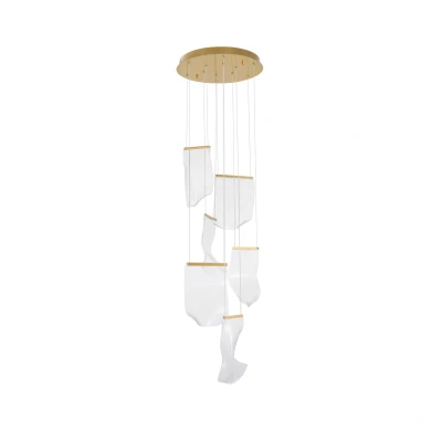Afbeelding van Nova Luce, Hanglamp, SIDERNO LED hanglamp goud 39W warm wit 150x48cm 9054442
