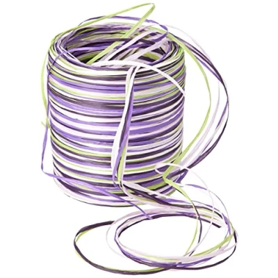 Afbeelding van PRÄSENT C.E. Pattberg Raffia multicolour knutselband groen lila roze, 50 m cadeaulint om in te pakken, 5 strengen voor geschenken, accessoires decoratie en knutselen