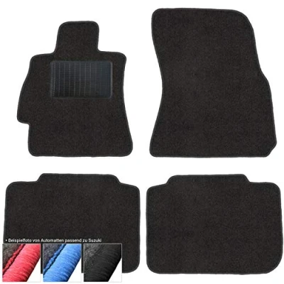 Afbeelding van moto MOLTICO Vloermatten auto velours automatten zwart set 4 delig geschikt voor Suzuki Alto 2009 2014 (zwart siernaden)