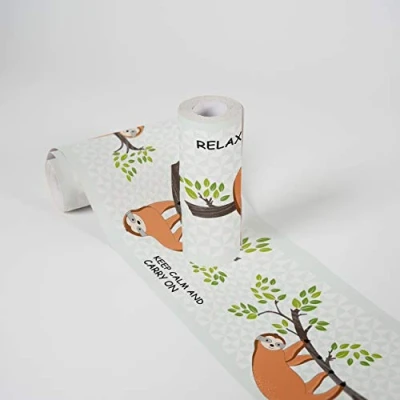 Afbeelding van LUIAARD BEHANGRAND Zelfklevend oranje groen bruin grijs A.S. Création Lovely Kids