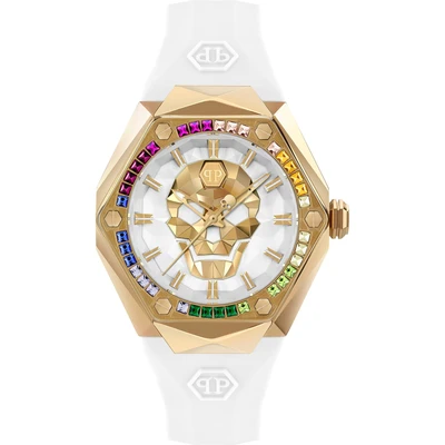 Afbeelding van Philipp Plein $Kull Spikes PWADA0324 Horloge Siliconen Wit Ø 40 mm