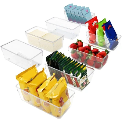 Afbeelding van Kurtzy Keuken Koelkast &amp; Kast Opslag Trays (8 Pak) 20cm in Lengte Helder Plastic Trommels Badkamer, Berging, Lade, Diepvries en Huis Organiser Containers