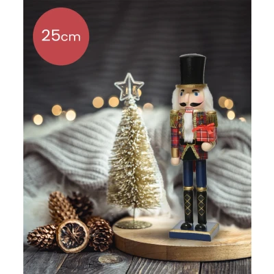 Afbeelding van Notenkraker blauw zwart met cadeautje 25CM