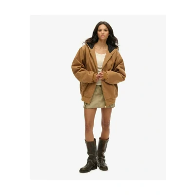Afbeelding van Superdry Vrouwen Oversized Surplus Bomberjack met Capuchon Bruin Grootte: Xxl