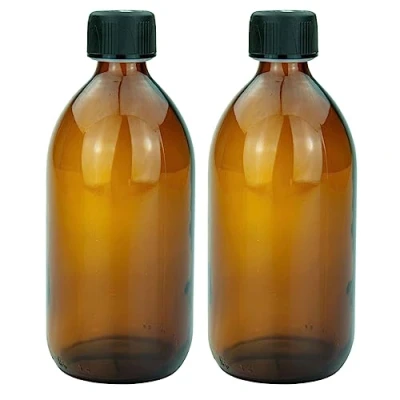 Afbeelding van mikken 2 bruine glazen flessen 500 ml met schroefdop