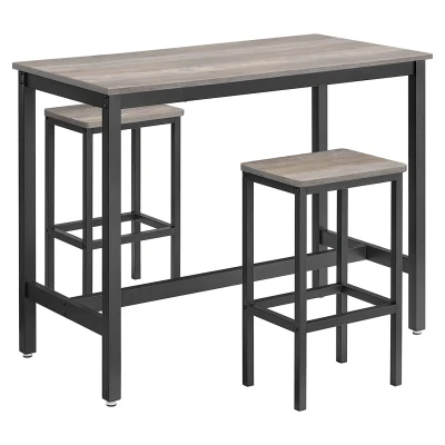 Afbeelding van Bartafelset Bruin Zwart Barmeubilair Hoge Tafelset Ruimtebesparend Ontwerp 120cm x 60cm 90cm