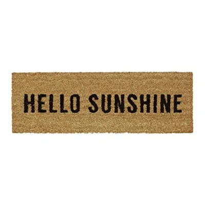 Afbeelding van Relaxdays deurmat smal HELLO SUNSHINE, kokos &amp; pvc, rechthoekig, antislip, voor balkon, hal HBD: 1,5x75x25 cm, natuur
