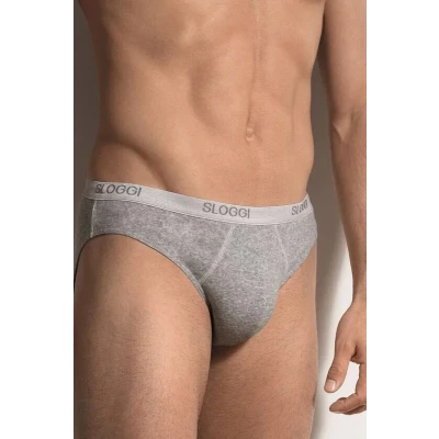 Afbeelding van Set van 3x stuks sloggi basic grijs mini heren ondergoed slip 96% katoen/4% elasthan, maat: M
