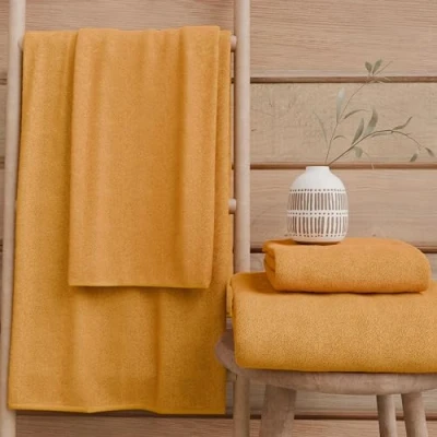 Afbeelding van PETTI Artigiani Italiani Badhanddoeken van 100% katoenen badstof, handdoekenset 1 + 1, 2 stuks, gezichtshanddoek en handdoek, oranje handdoeken