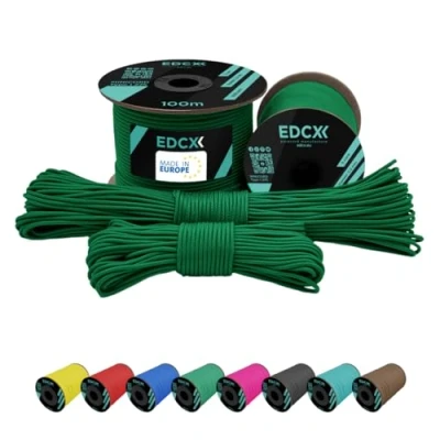 Afbeelding van EdcX 2 mm nylon paracord 275 (15, 30, 50 en 100 m) 100% touw, 3 strengen koord, in vele kleuren (groen, 15