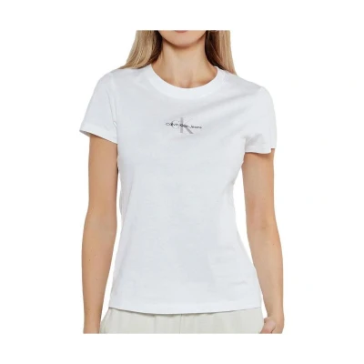 Afbeelding van Calvin Klein Jeans Gradient Monologo SLIM TEE Tshirt basic, Dames, Maat: Small, Brilliant white