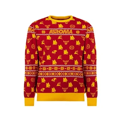 Afbeelding van GIL Kersttrui 2022 AS Rome, rood en geel, large unisex volwassenen, geel.