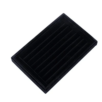 Afbeelding van Yosoo ringkast van hout met fluweel zonder afdekking, sieradenlade sieradendoos 23 * 15cm zwart