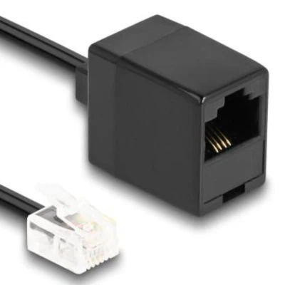 Afbeelding van Delock Telefonkabel RJ11 Stecker zu RJ45 Buchse schwarz 3 m HQ produ
