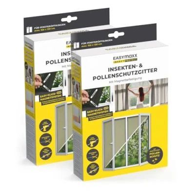Afbeelding van EASYmaxx klamboe met pollenbescherming set van 2 grijs